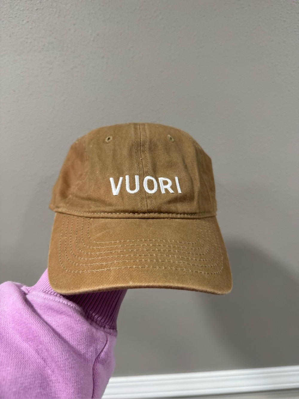 Vuori Tan Cotton Baseball Cap with White Logo